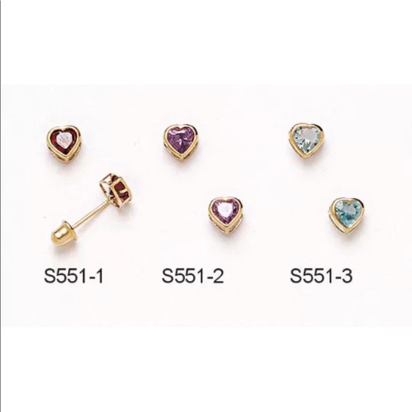 14k Pure Yellow Gold Heart Shaped earrings - Picture 2 of 4